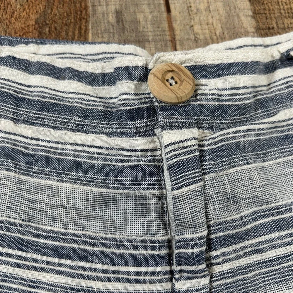 Artisan NY Womens Blue White Striped Linen Shorts 4 Casual Summer Coastal Resort